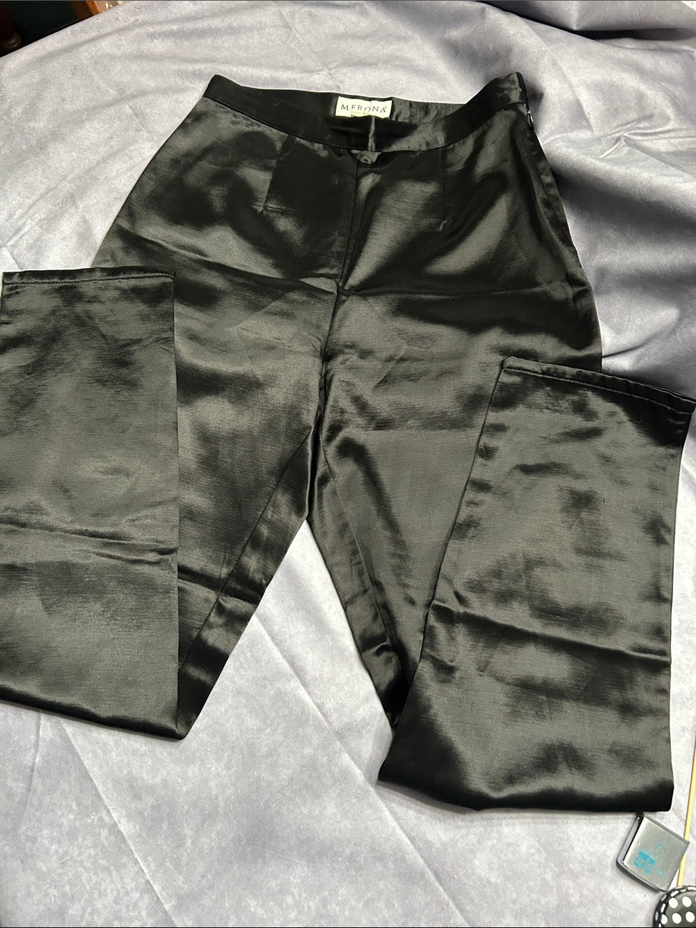 Merona Black “Satin”Straight-Leg Slacks - Size 8